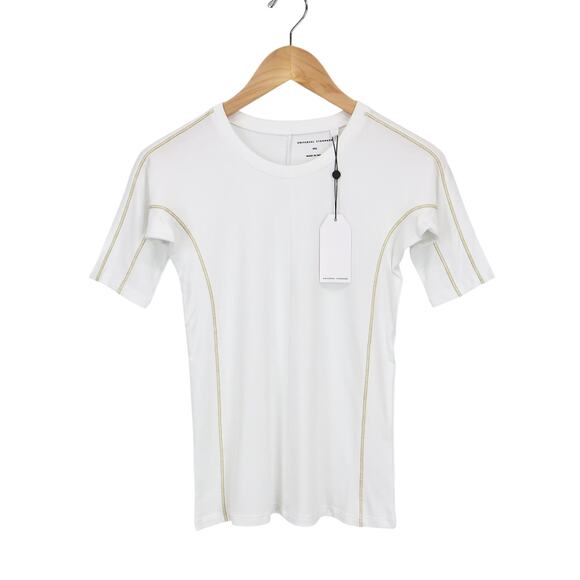 Universal Standard Echo Short Sleeve Contrast Stitch Top White 4XS 0/00 NWT - Picture 1 of 9